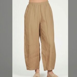 Cut Loose Barrel Lantern Linen Pants Large Baggy Wide Tapered Tan Cottagecore